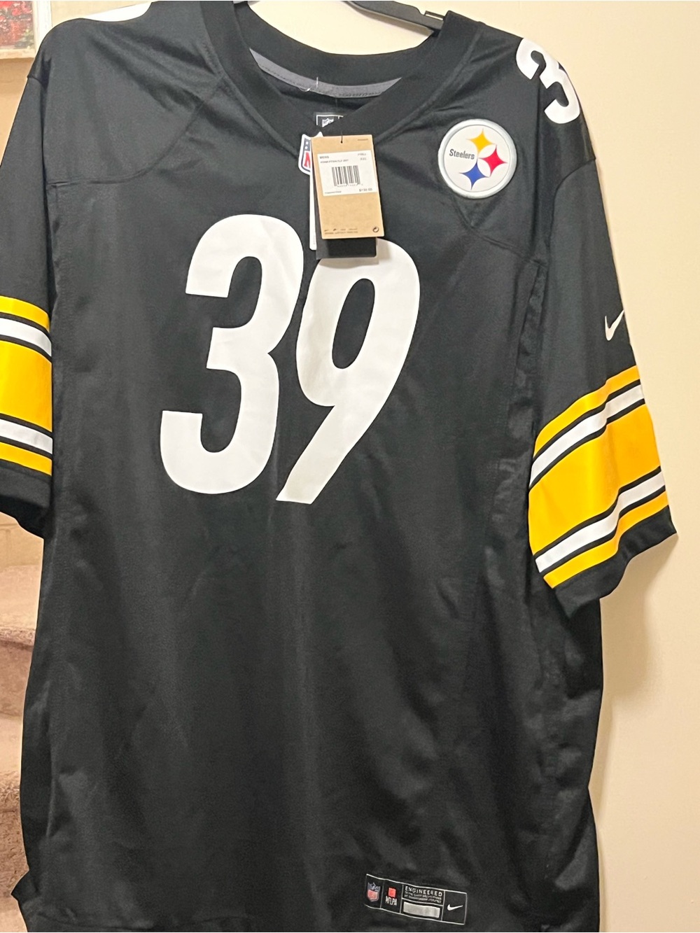 Nike Men's Pittsburgh Steelers #39 Black and Yellow Football Jersey